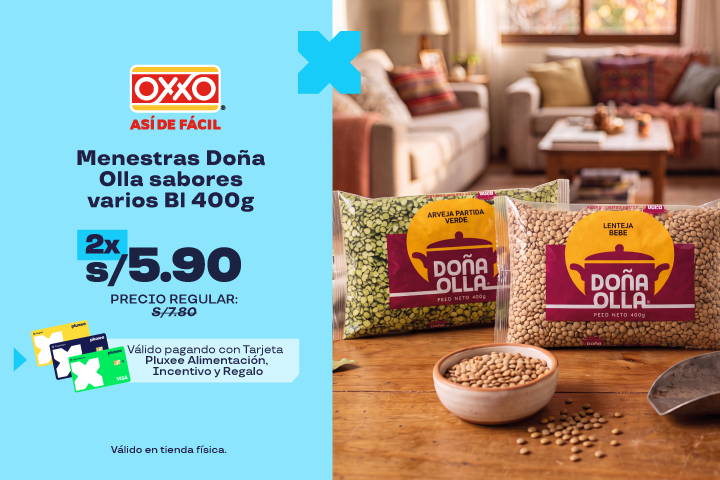MENESTRAS DOÑA OLLA SABORES VARIOS BL 400G A 2 X S/5.90. PRECIO REGULAR: S/7.80